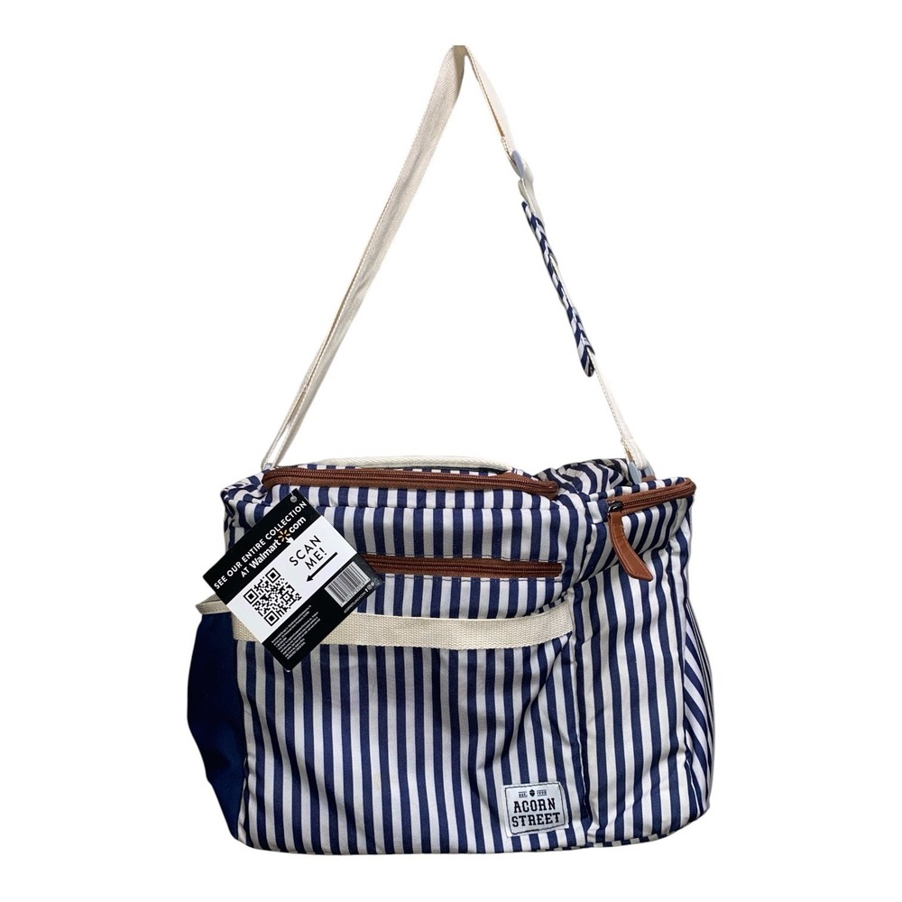Acorn Street Wine Tote Bag. Insulated 6 Bottle Cooler - striped